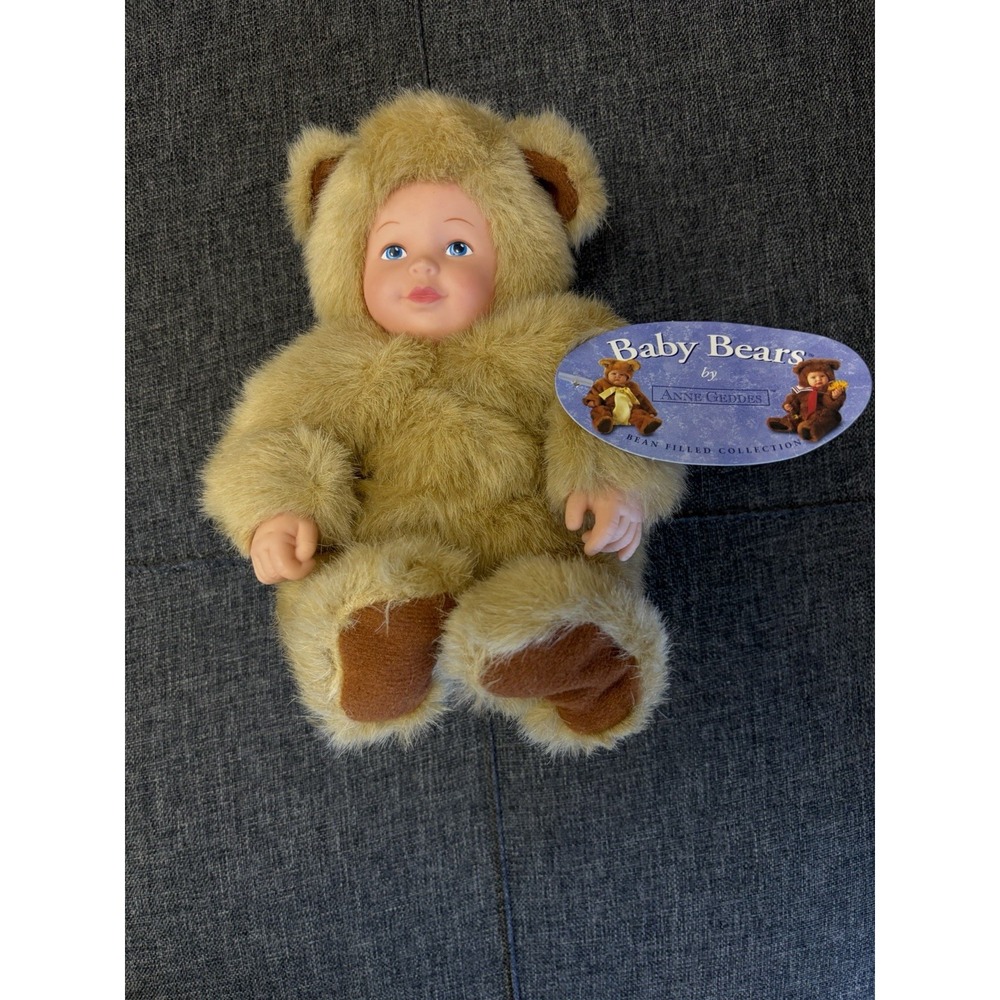 Vintage 1997 Anne Geddes Baby Bears Bean Filled Doll Plush Bear w/ Tag